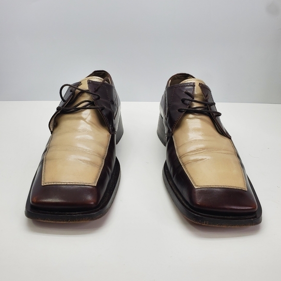 Olivier Shoes Mens 9.5 M Leather Derbys   Brown And Tan Quality Made In Italy - Picture 2 of 16